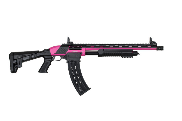 Federation Firearms SPM-12, 12ga 3" magazine-fed pump action shotgun. Prison Pink Finish.