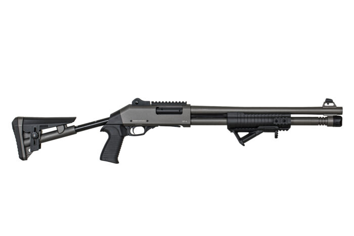 Federation Firearms SP-4, 12ga pump-automatic shotgun, M4 Clone, Stealth Grey