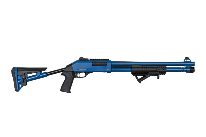Federation Firearms SP-4, 12ga pump-automatic shotgun, M4 Clone, NRA Blue
