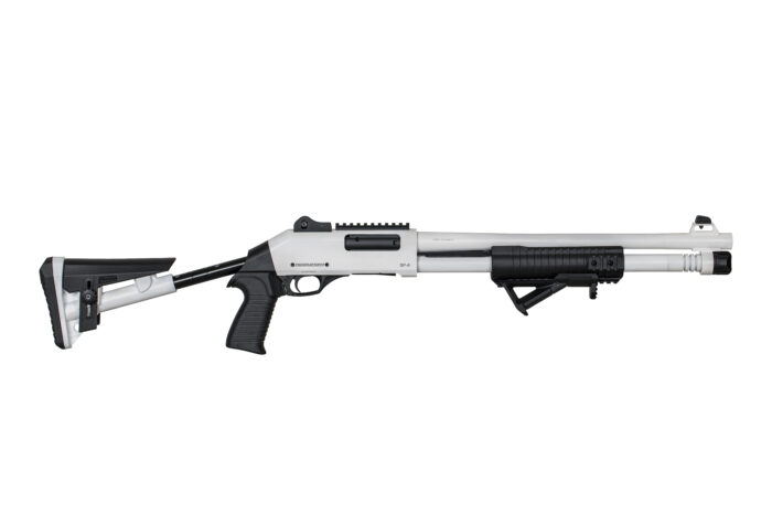 Federation Firearms SP-4, 12ga pump-automatic shotgun, M4 Clone, Alpine White