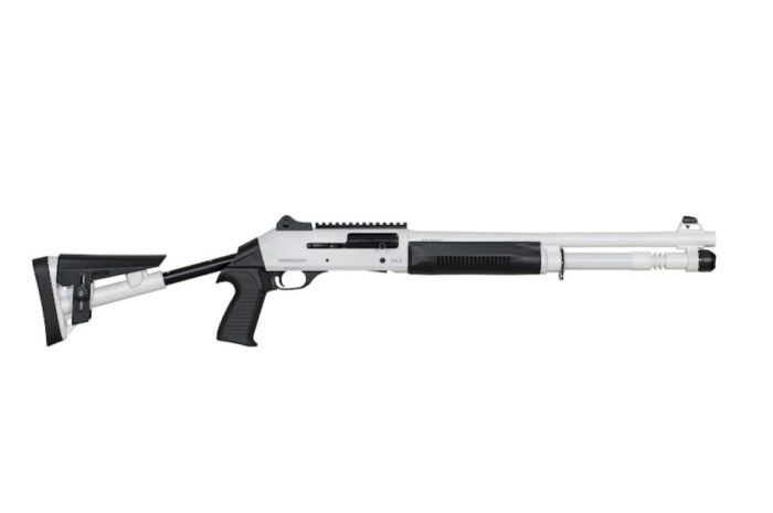 Federation Firearms SA-4, 12ga semi-automatic shotgun, M4 Clone, White.